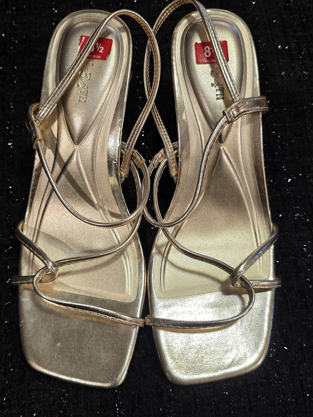 Metallic Gold Strappy Slingback Sandals - Women